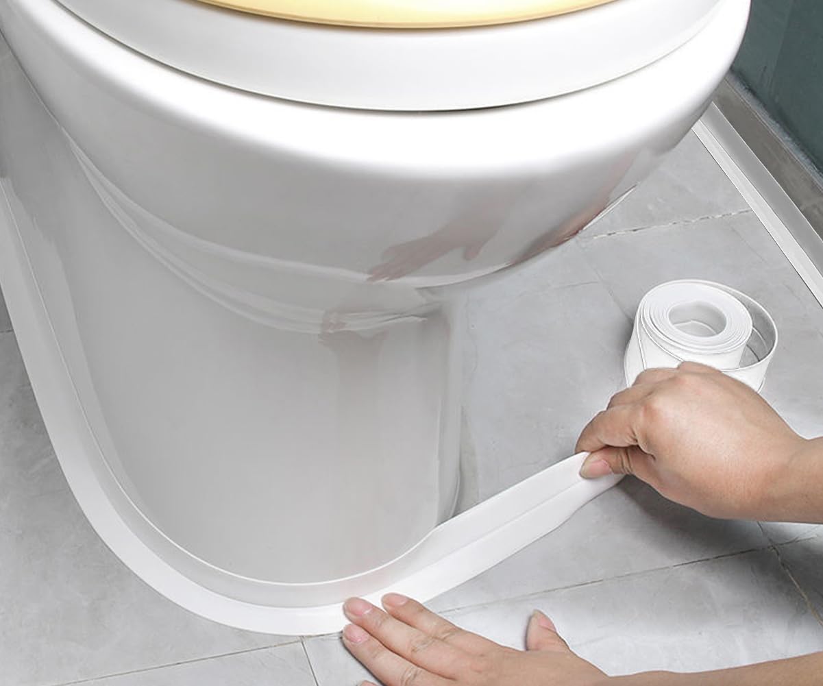 White Waterproof Self-Adhesive Caulk Tape - Peel & Stick Bathroom Sealant Strip for Toilet, Bathtub, Shower & Floor Tile Corners | Better Than Silicone Caulk | Ideal for Bathroom Repairs, Leak Prevention & DIY Home Improvement Projects