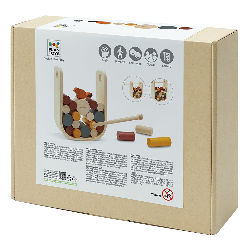 Beaver Tumble Strategy Board Game - Fun Family & Kids Educational Wooden Puzzle for Indoor Game Night & Party Entertainment