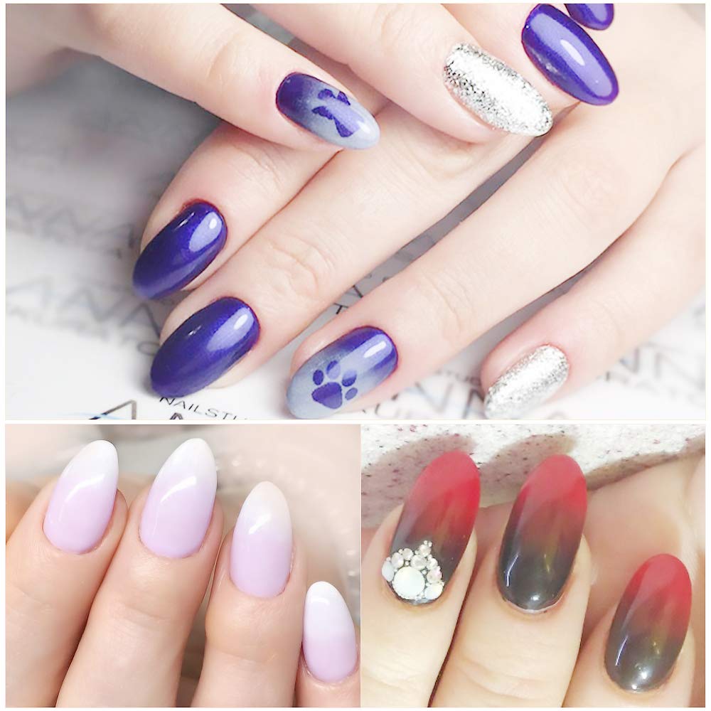 SILPECWEE 3-Piece Acrylic Nail Brush Set with 4 Replaceable Sponge Heads - Ombre Nail Art Gradient Shading Pen for Professional Nail Painting & Makeup - Perfect for Salon, DIY Manicure & Nail Art Design