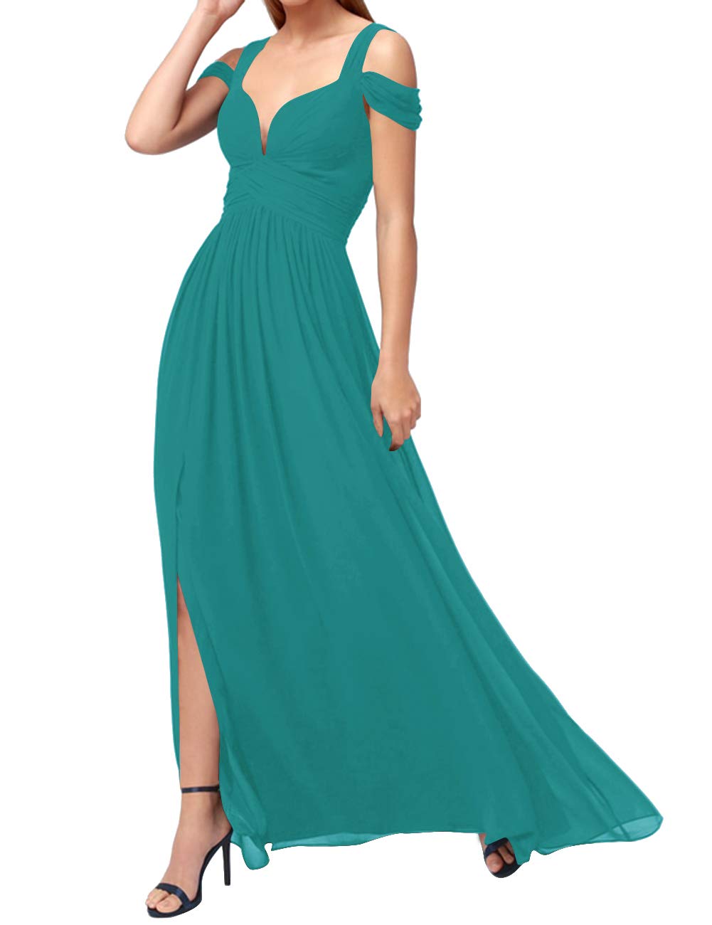 JAEDEN Women's Long Chiffon Maxi Dresses - Elegant Prom & Bridesmaid Dresses for Weddings, Parties & Special Occasions