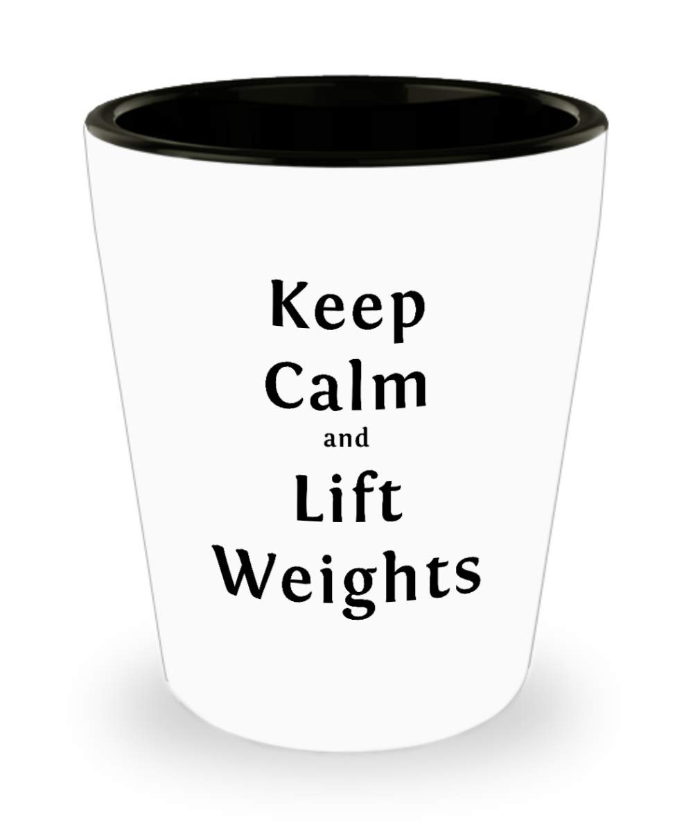 Funny Mother's Day Gifts for Fitness Lovers - Keep Calm and Lift Weights Shot Glass - Perfect for Gym Enthusiasts, Workout Motivation & Humorous Party Drinking