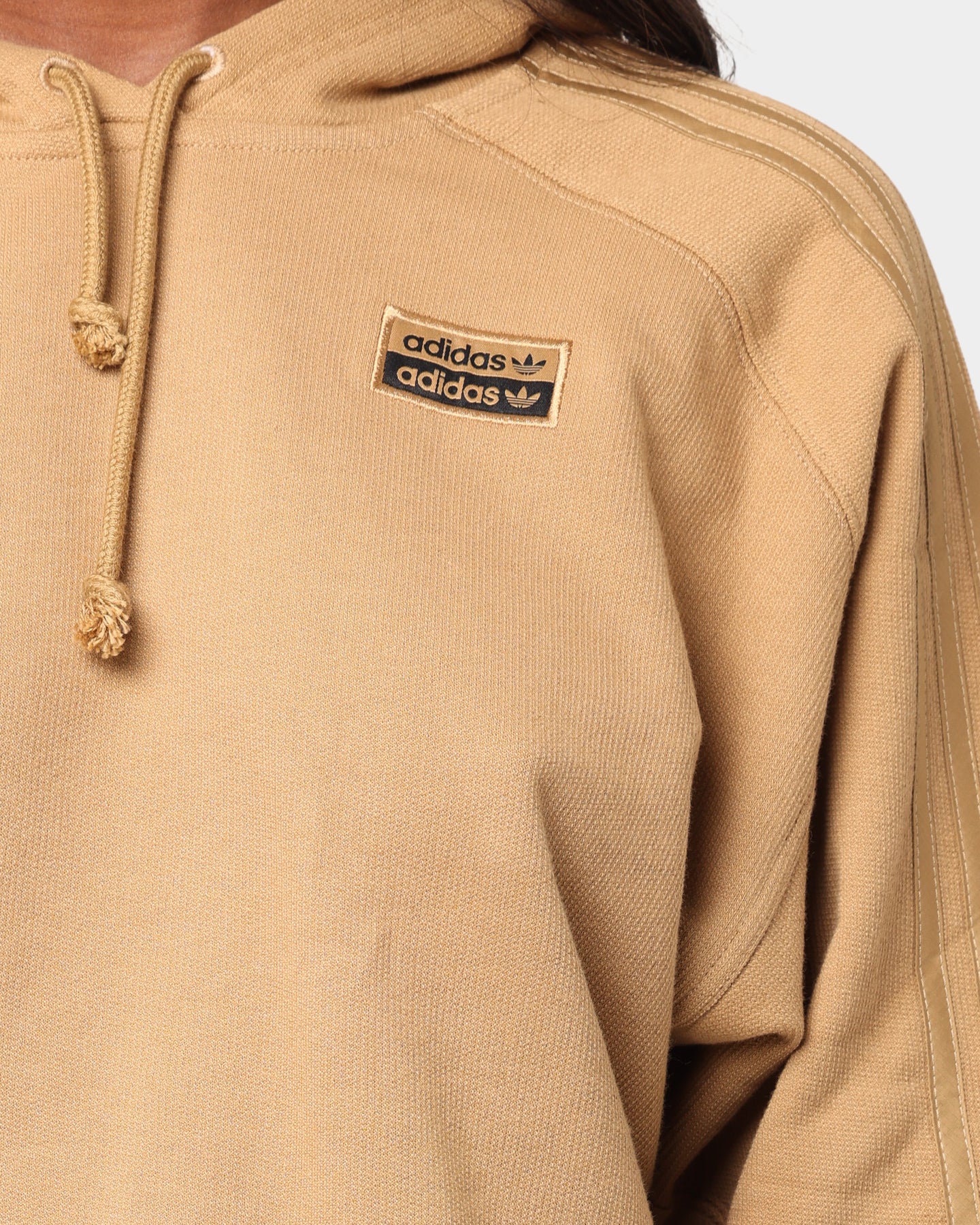 Adidas Women's Hooded Sweatshirt - Soft Fleece Pullover Hoodie for Women, Casual Loungewear & Streetwear (Tan) - Perfect for Gym, Running & Everyday Wear