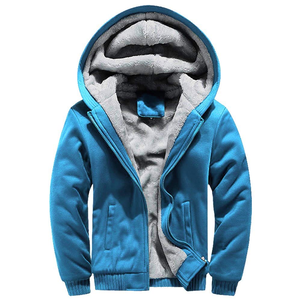 Men's Winter Fleece Hoodie Jacket - Warm Zipper Sweater Coat with Matching Pants Set | Outdoor Activities, Casual Wear & Cold Weather Fashion