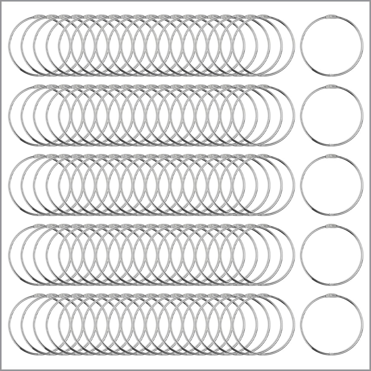 100 Pack 1.5 Inch Nickel-Plated Steel Binder Rings - Loose Leaf Book Snap Rings for Document Organization, Key Chains & DIY Projects - Perfect for Office, School, Crafting & Shower Curtain Hooks