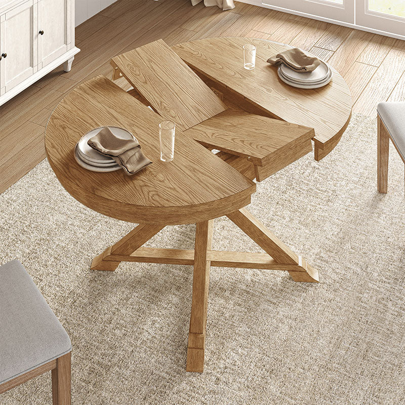 Extendable Round Dining Table - Traditional Israeli Design for Small Spaces | Perfect for Family Gatherings & Dinner Parties