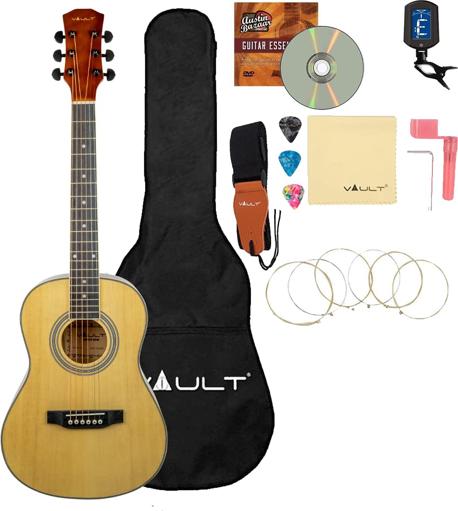 **36-Inch Dreadnought Acoustic Guitar Bundle - 1/2 Size Travel Guitar with Gig Bag, Tuner, Strap, Strings, Picks & Accessories - Perfect for Travel, Beginners & Outdoor Camping**