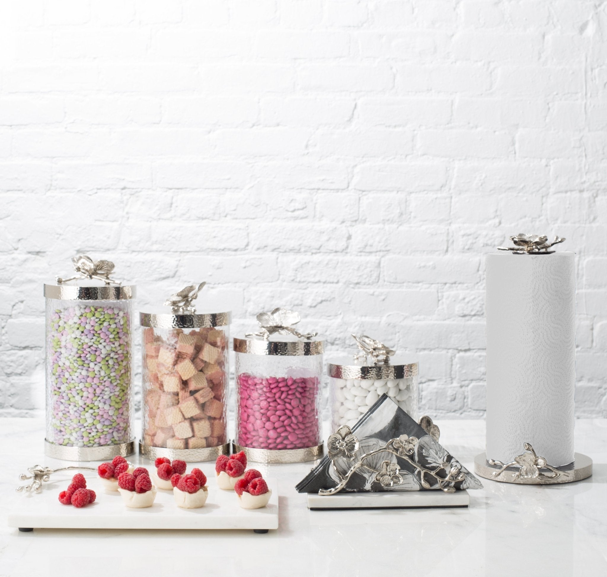 White Orchid Ceramic Canisters Set - Airtight Kitchen Storage Containers for Flour, Sugar, Coffee & Tea | Perfect for Pantry Organization & Home Decor