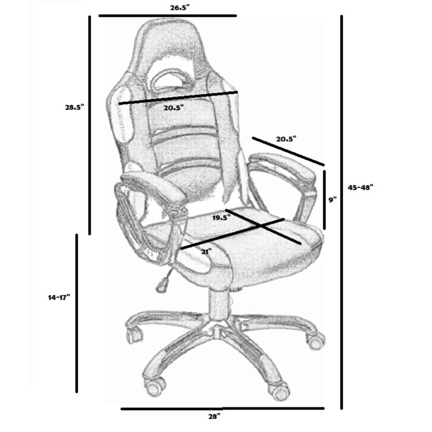 HAWK SERIES 8701 Ergonomic Gaming Chair with Lumbar Support - Black & Blue for PC, Console & Office Use