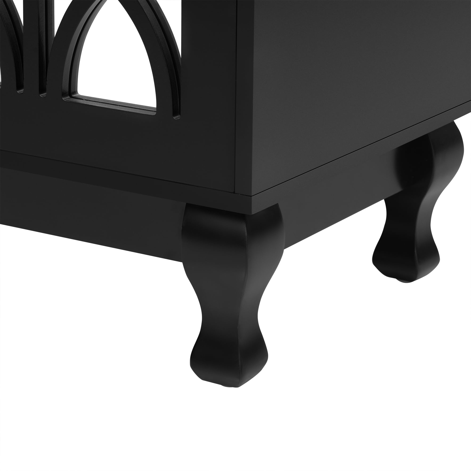 Knocbel 55 Inch TV Stand with Mirror Finish - Modern Entertainment Center with 3 Storage Cabinets, Adjustable Shelves, Solid Wood Legs & Metal Handles (47.2
