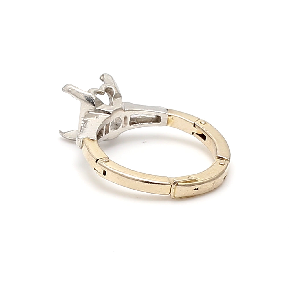 0.10 Carat Tapered Baguette Diamond 14K Two-Tone Gold Semi Mount Ring - Perfect for Engagement, Wedding Bands & Anniversary Gifts