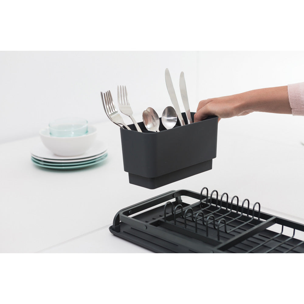 Compact Dish Drying Rack - Space Saving Kitchen Organizer, Dark Grey - Perfect for Small Kitchens & Countertops