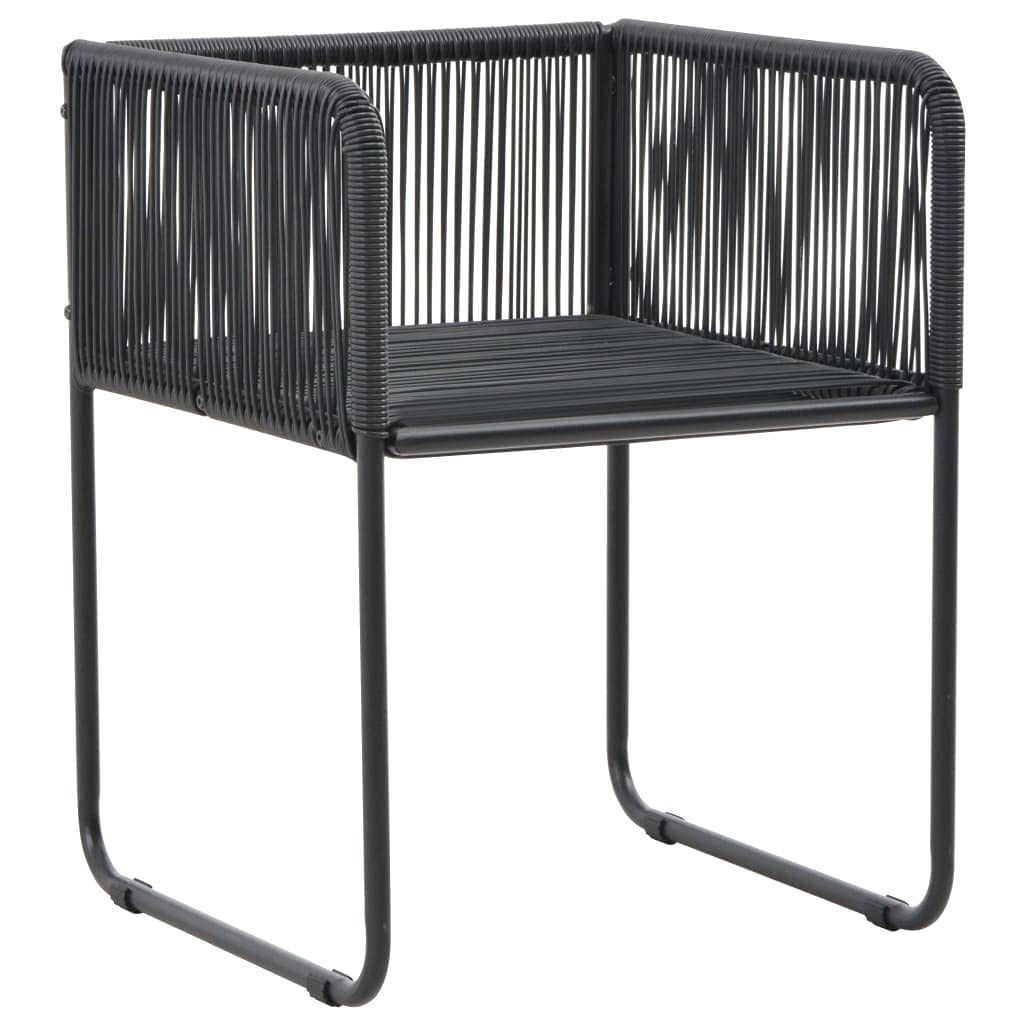 Modern Black Poly Rattan Outdoor Chairs Set of 2 with Pillows - Patio, Garden, Terrace Furniture for Relaxing & Entertaining