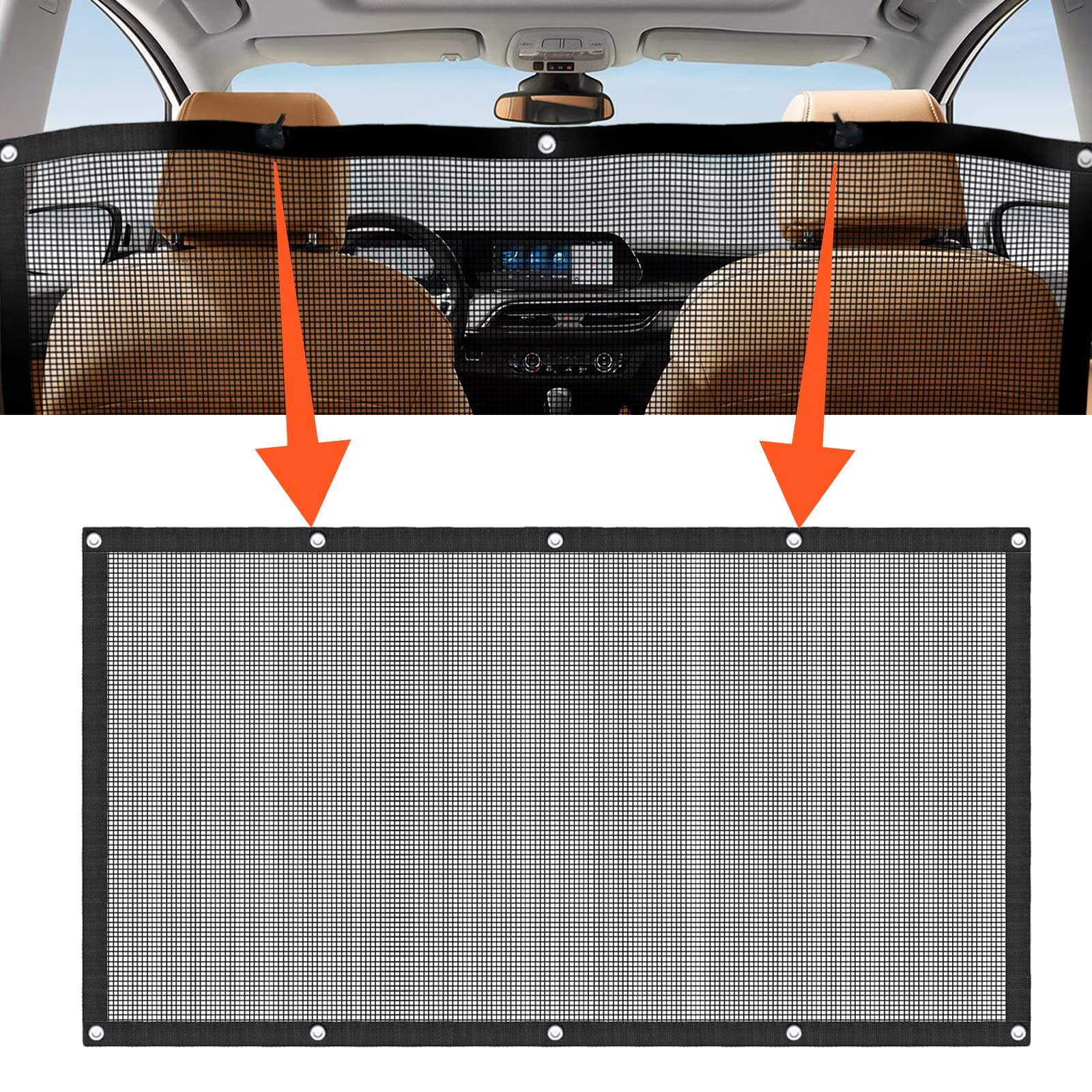 Adjustable Dog Car Barrier for SUV & Truck - Pet Divider Net with Rope & Hook - Keep Pets Safe During Travel - Perfect for Road Trips & Daily Commutes