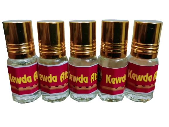 Premium Long-Lasting Kewda Attar Perfume Oil Set - 5 Bottles x 3ml (Unisex Fragrance for Men & Women) | Perfect for Daily Wear, Special Occasions & Aromatherapy
