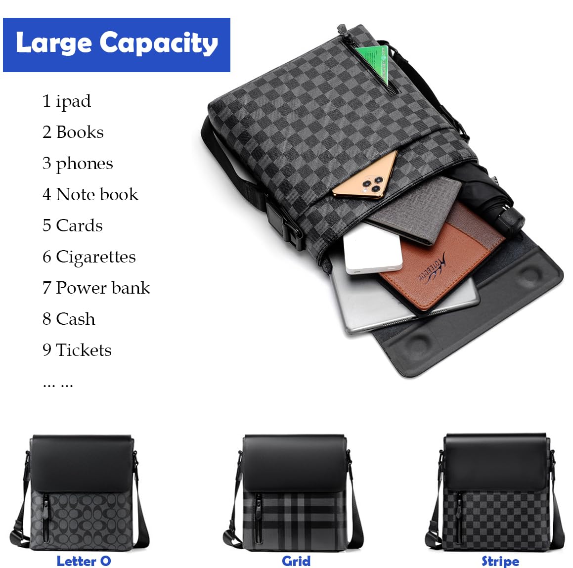 Premium Men's Leather Shoulder Bag - Waterproof & Anti-Scratch Crossbody Messenger Bag for Travel, Work & Daily Use