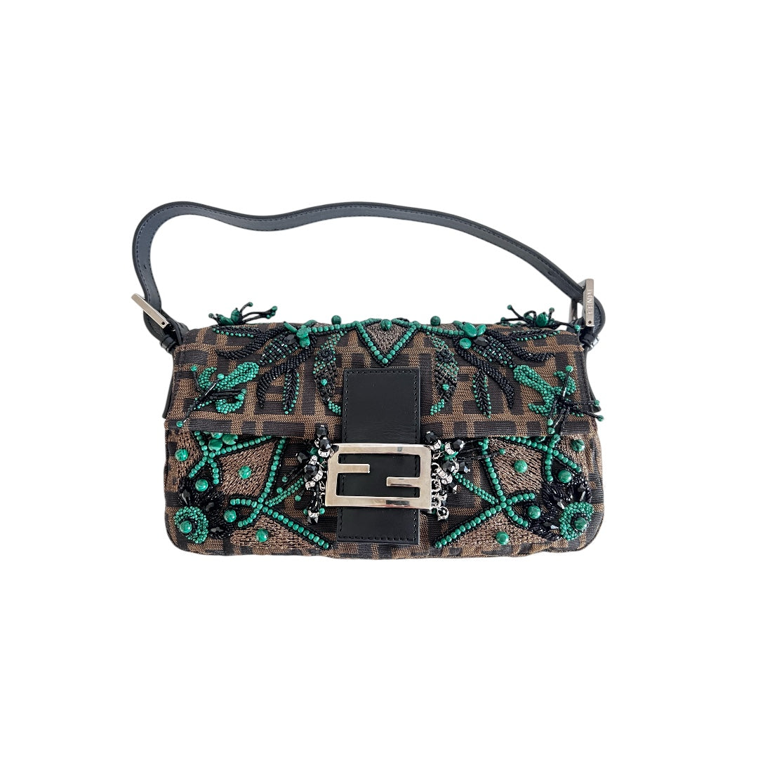 Fendi Higanbana Beaded Baguette Bag - Luxury Designer Crossbody Purse for Women | Perfect for Parties, Weddings & Evening Events