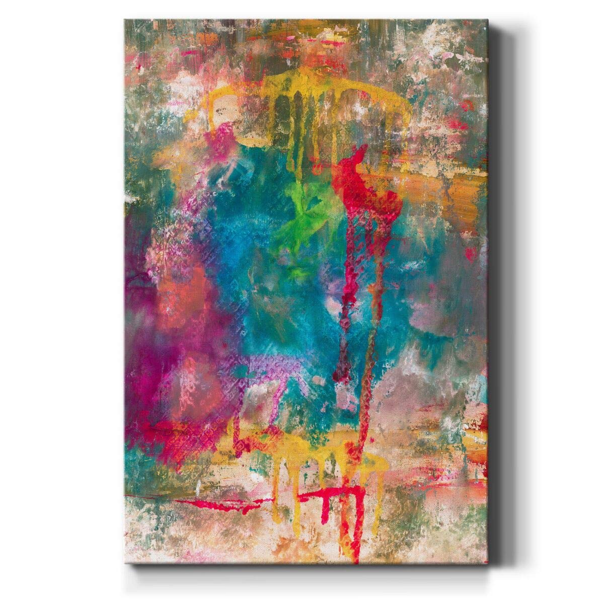 Abstract Rainbow Drips Canvas Art Print - 32x48 Inch Colorful Wall Painting for Bedroom, Living Room & Office Decor | Modern Home Wall Art | Perfect for Contemporary Interior Design & Gift Giving