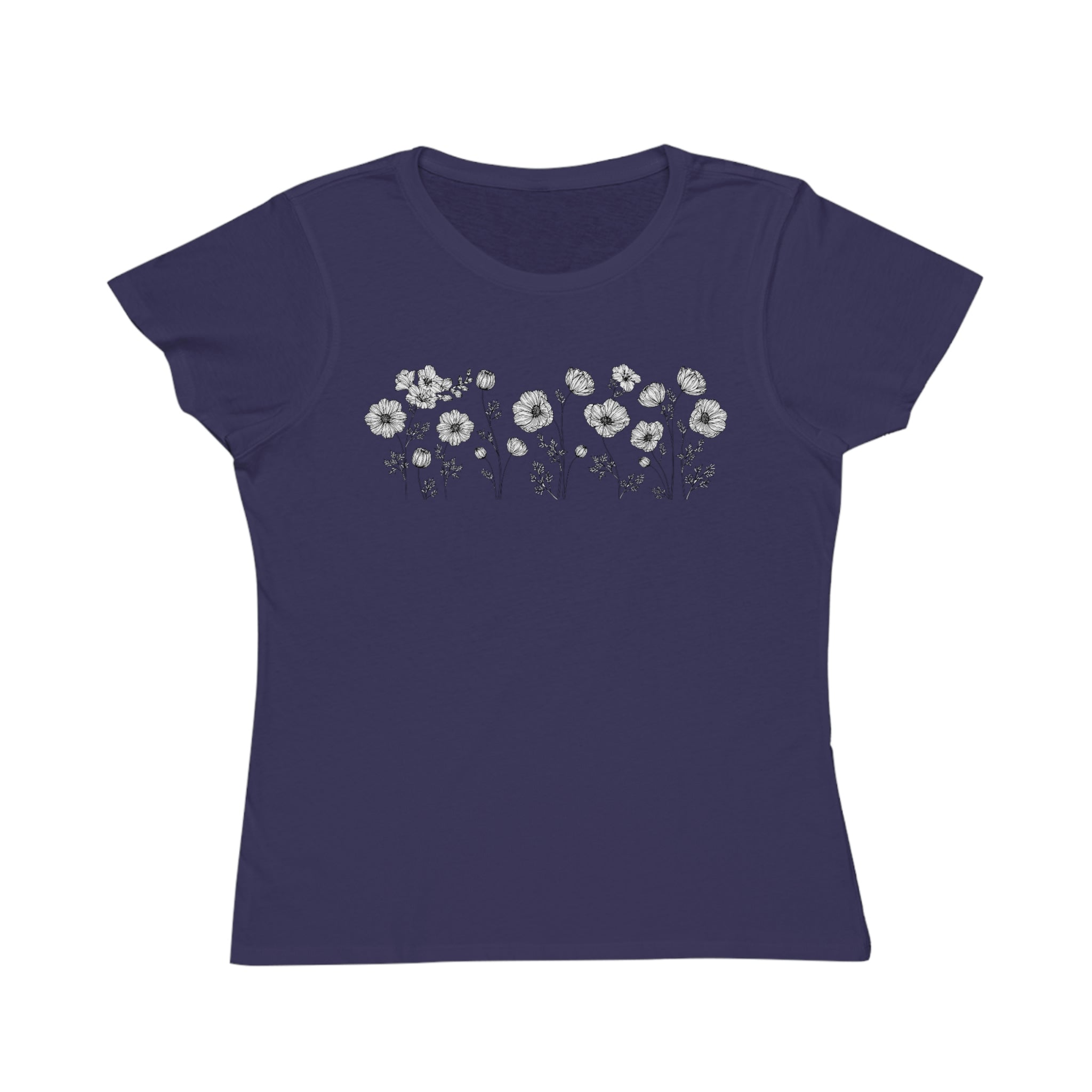 Organic Wildflower Print Women's T-Shirt - Soft Cotton Eco-Friendly Tee for Casual Wear & Summer Outfits