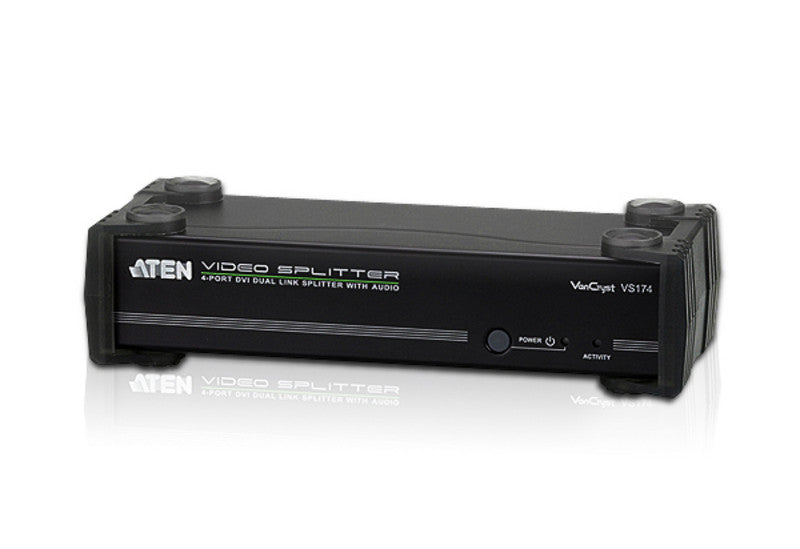 Aten VS174 4-Port DVI Dual Link Video Splitter with Audio Support - Perfect for Multi-Monitor Gaming, Home Theater & Office Presentations