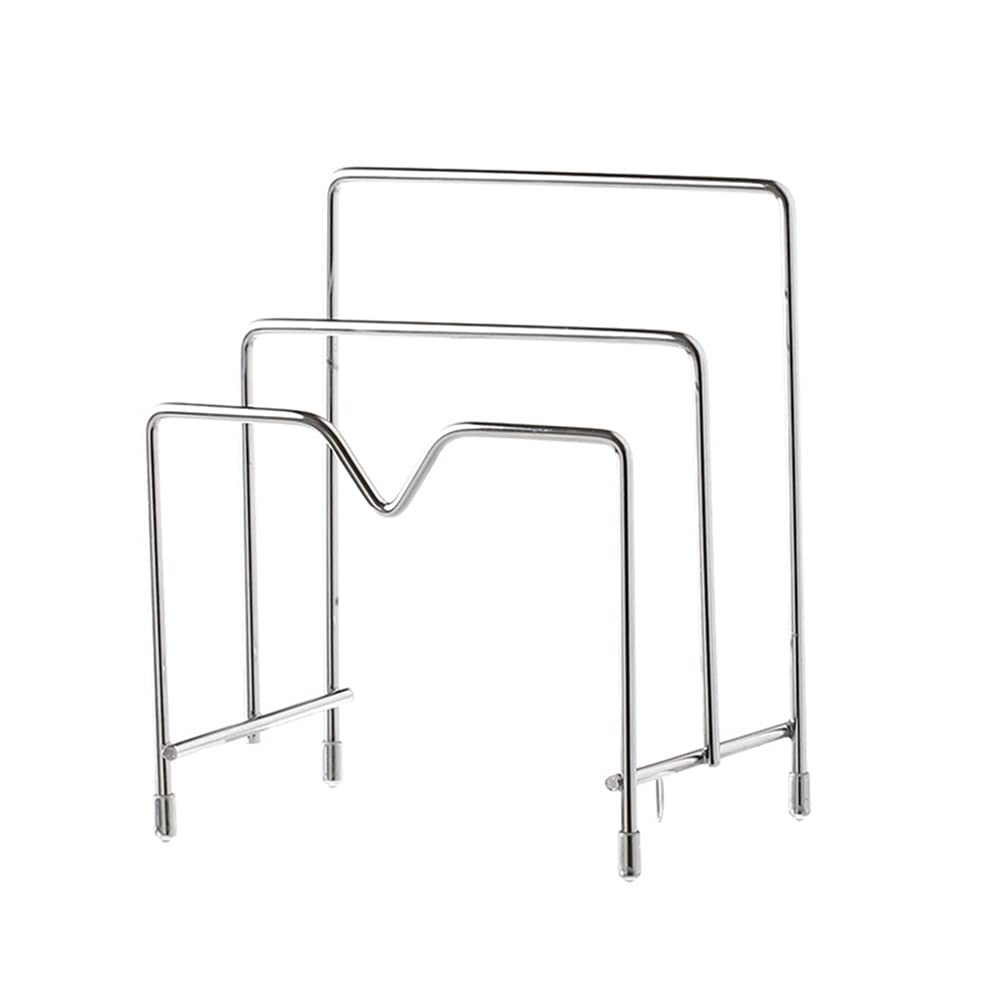 SLATIOM 3-Tier Multifunctional Stainless Steel Kitchen Organizer - Bakeware Rack, Pot Lid Holder, Cutting Board Storage & Pantry Shelf for Space-Saving Kitchen Organization | Perfect for Small Kitchens, Cabinet Storage & Countertop Organization