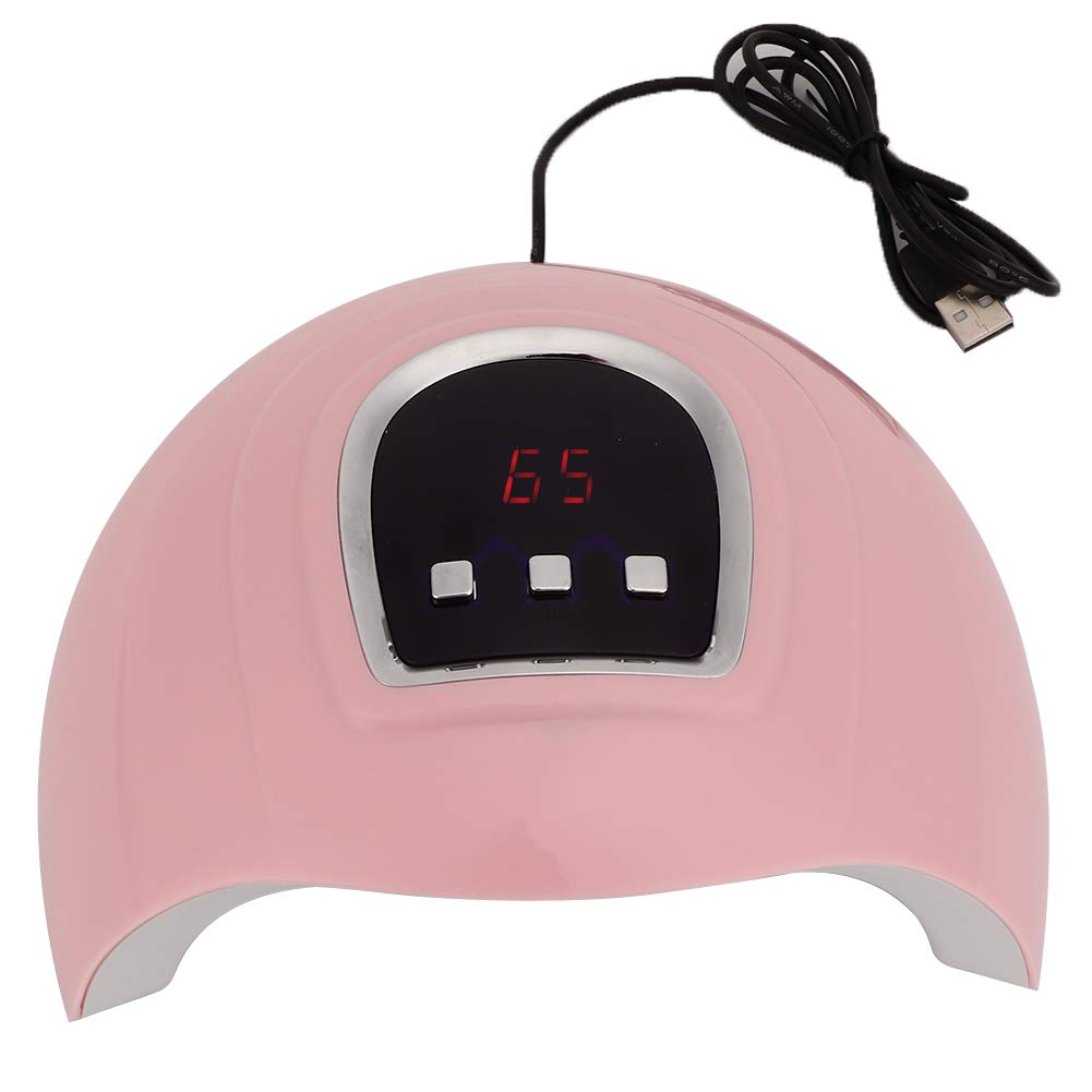 54W LED Nail Dryer Lamp - Professional Gel Polish Curing Light with 18 LED Chips, USB Powered, 30s/60s/90s Timer for Home & Salon Use - Pink Tabletop Nail Art Equipment (Perfect for Manicures, Pedicures, Gel Extensions & Nail Art Curing)