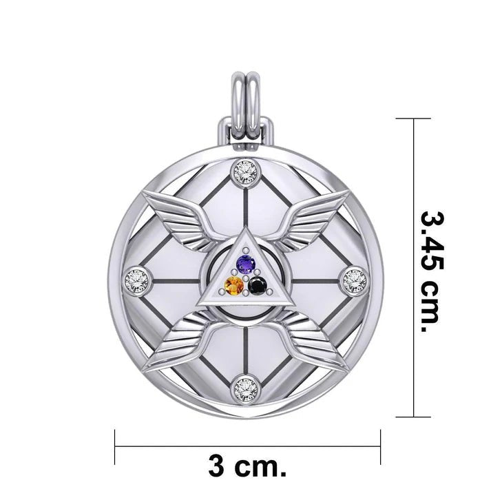 Growth and Protection Silver Triangle Wings Pendant with Gemstone - Perfect for Spiritual Healing, Meditation & Gift Giving