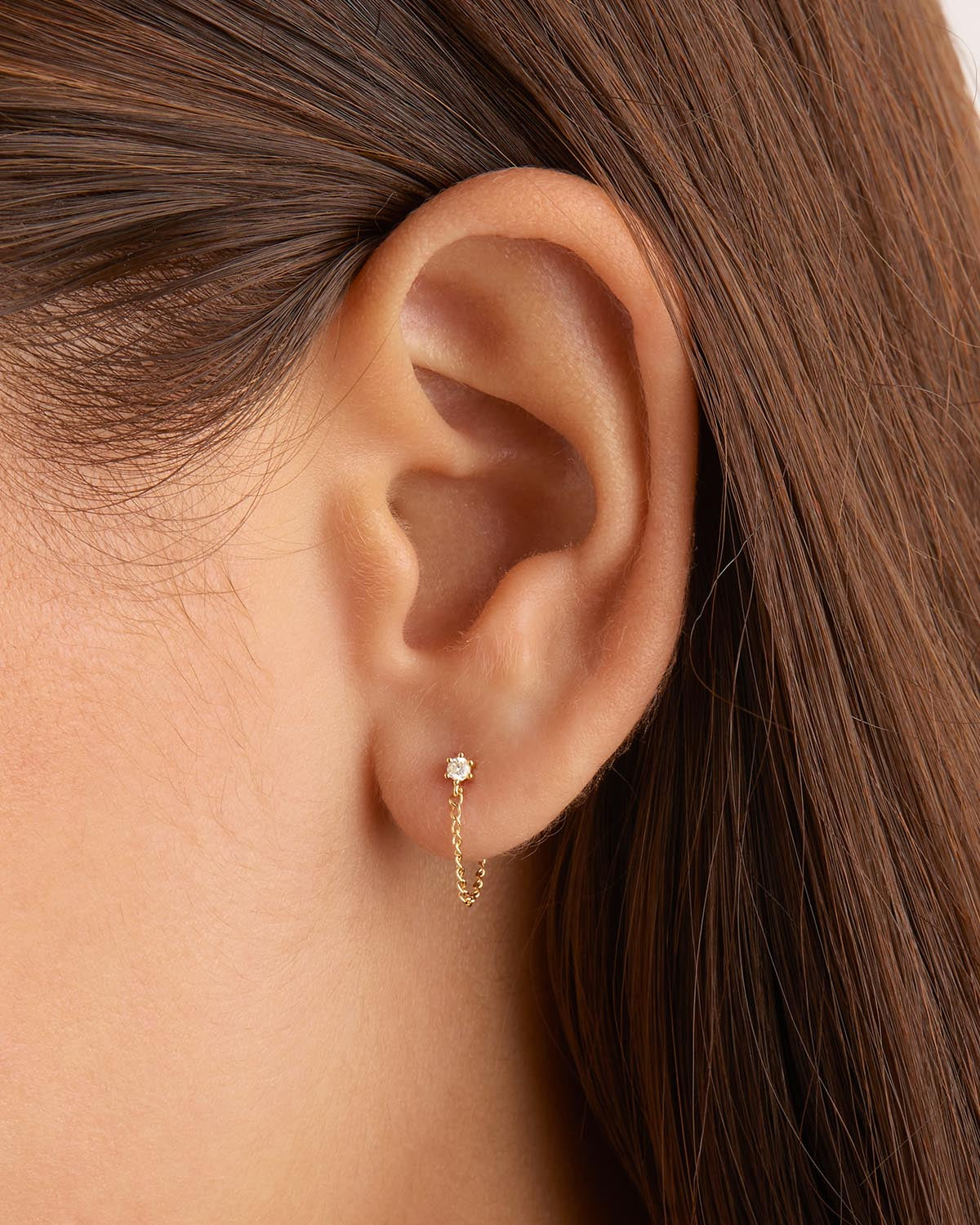 14K Solid Gold Diamond Sweet Droplet Chain Earrings for Women - Dainty Elegant Drop Earrings for Wedding, Party & Everyday Wear