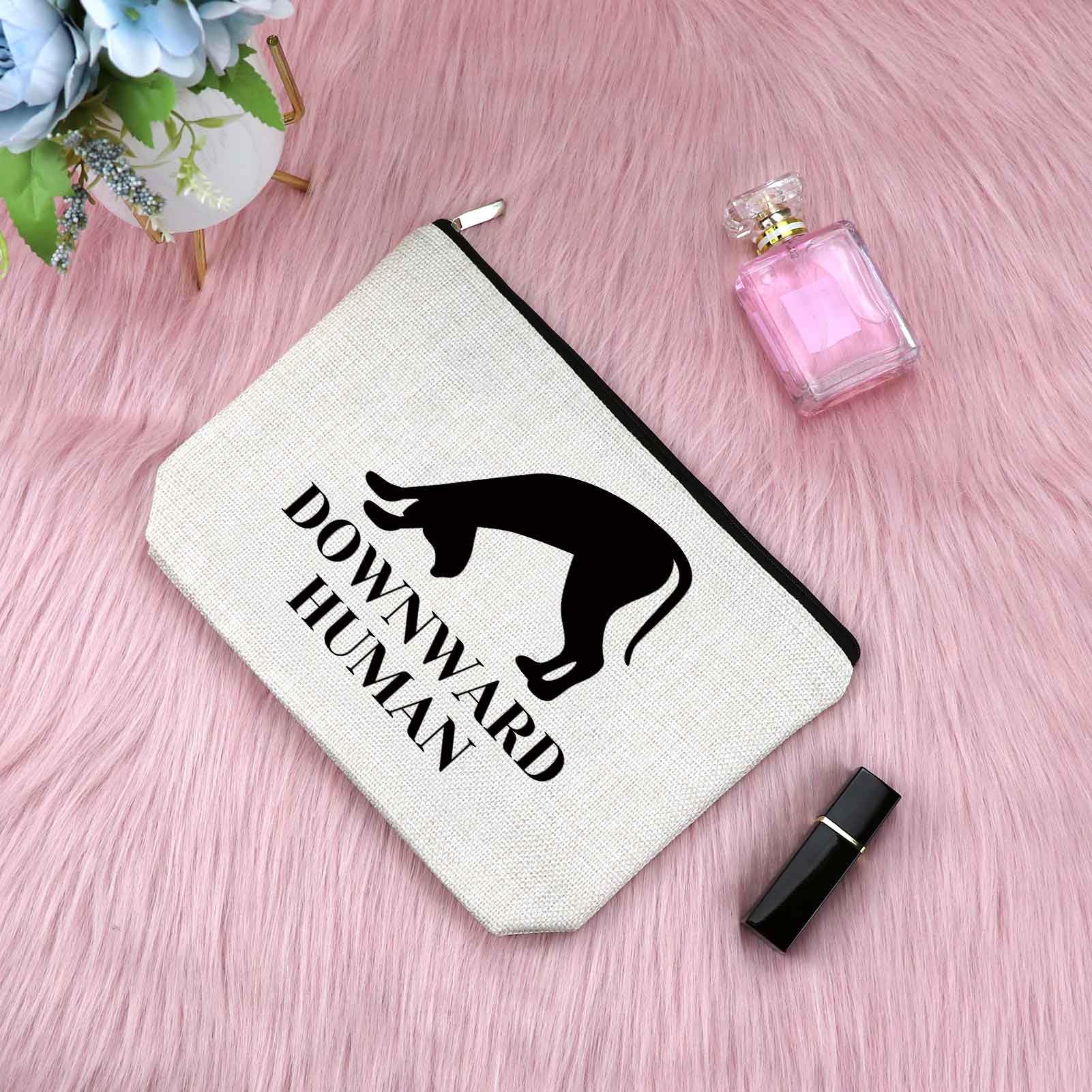 Yoga Makeup Bag for Women - Cute Dog Print Cosmetic Pouch - Perfect Gift for Yoga Lovers, Instructors & Dog Owners - Great for Birthdays, Christmas & Graduation - Travel-Friendly Yoga Accessory for Classes, Gym & Vacation