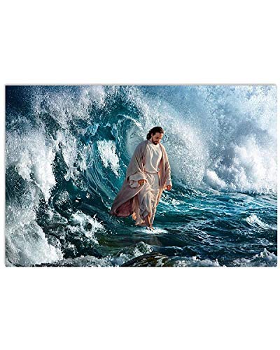 Jesus Walking on Water Wall Art Print - Religious Home Decor for Bedroom, Living Room & Office - Inspirational Christian Poster for Faith-Based Interior Design