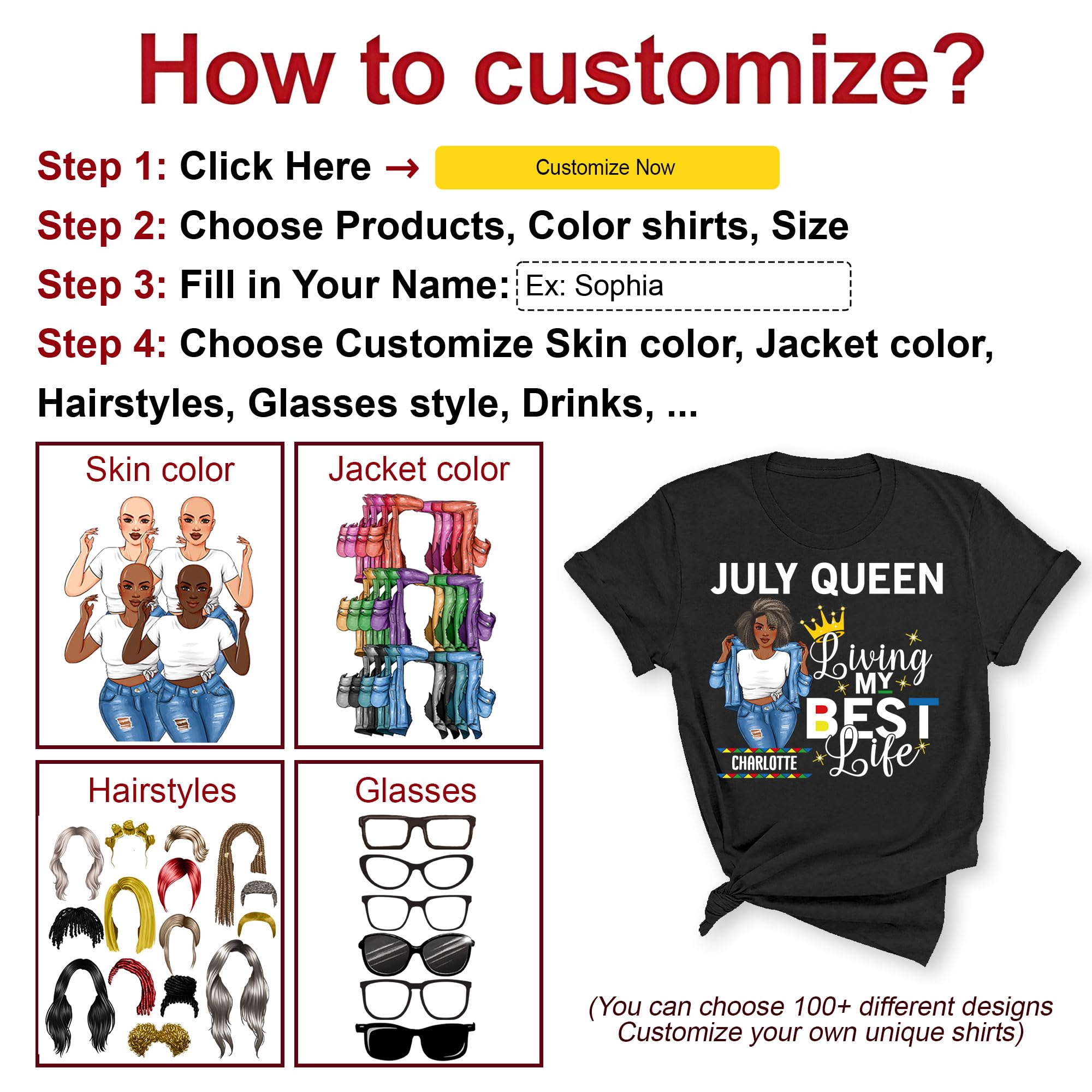Personalized July Birthday Gifts for Women - Custom July Birthday T-Shirts, July Queen & Baby Shirts - Perfect for Birthday Parties, Summer Celebrations & Family Gatherings