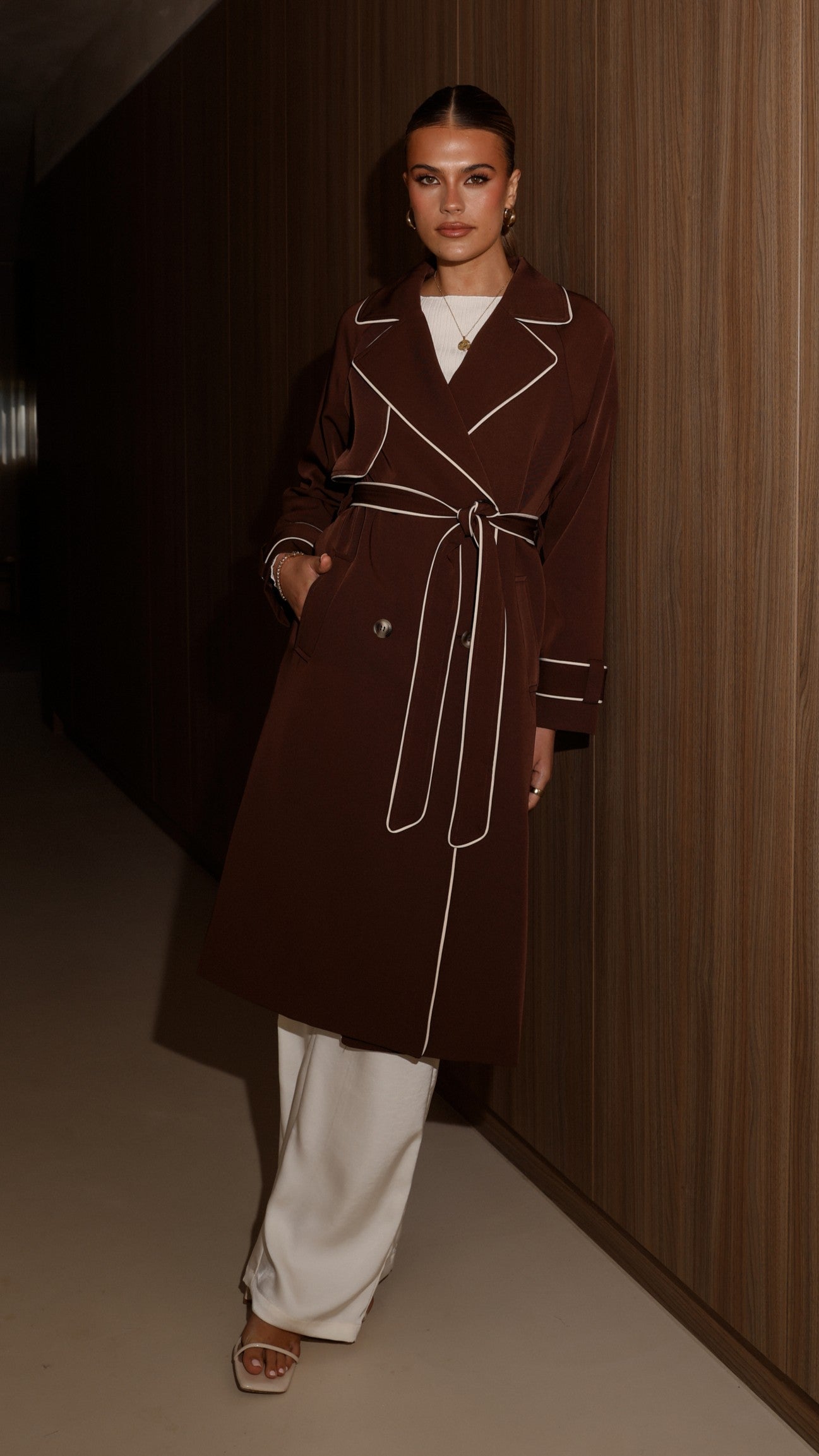 Blanca Women's Trench Coat - Classic Long Waterproof Raincoat with Belt, Espresso Brown - Perfect for Office, Travel & Fall Fashion