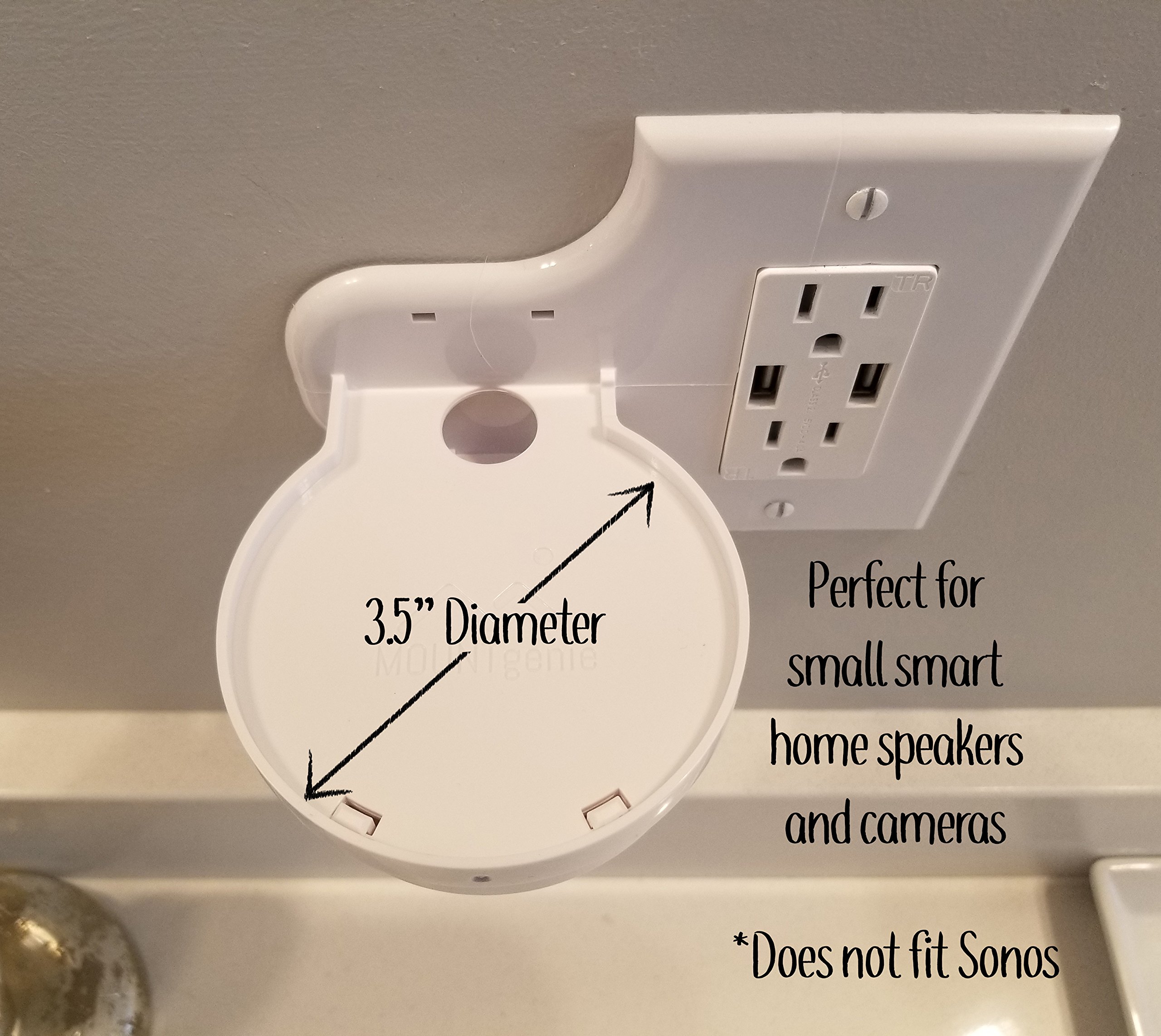 Mount Genie Smart Home Outlet Shelf - Hidden Cord Organizer with Custom Short Cables for Google Home, Nest, Security Cameras & Smart Speakers | Perfect for Clutter-Free Walls & Organized Smart Home Setup