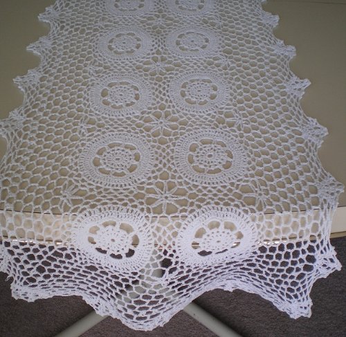 100% Cotton Handmade Crochet Table Runner - Beige 16x63 Inch - Elegant Dining Table Decor for Weddings, Holidays & Farmhouse Style Homes