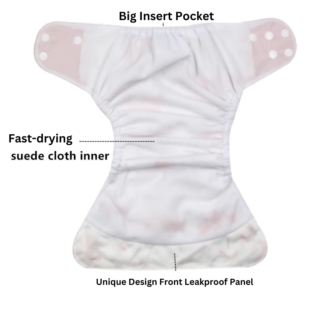 KaWaii Baby 12 Pack One Size Pocket Cloth Diapers + 24 Inserts | Washable Reusable Leakproof Diapering System for Babies 8-36 lbs | Perfect for Daycare, Travel & Eco-Friendly Parenting