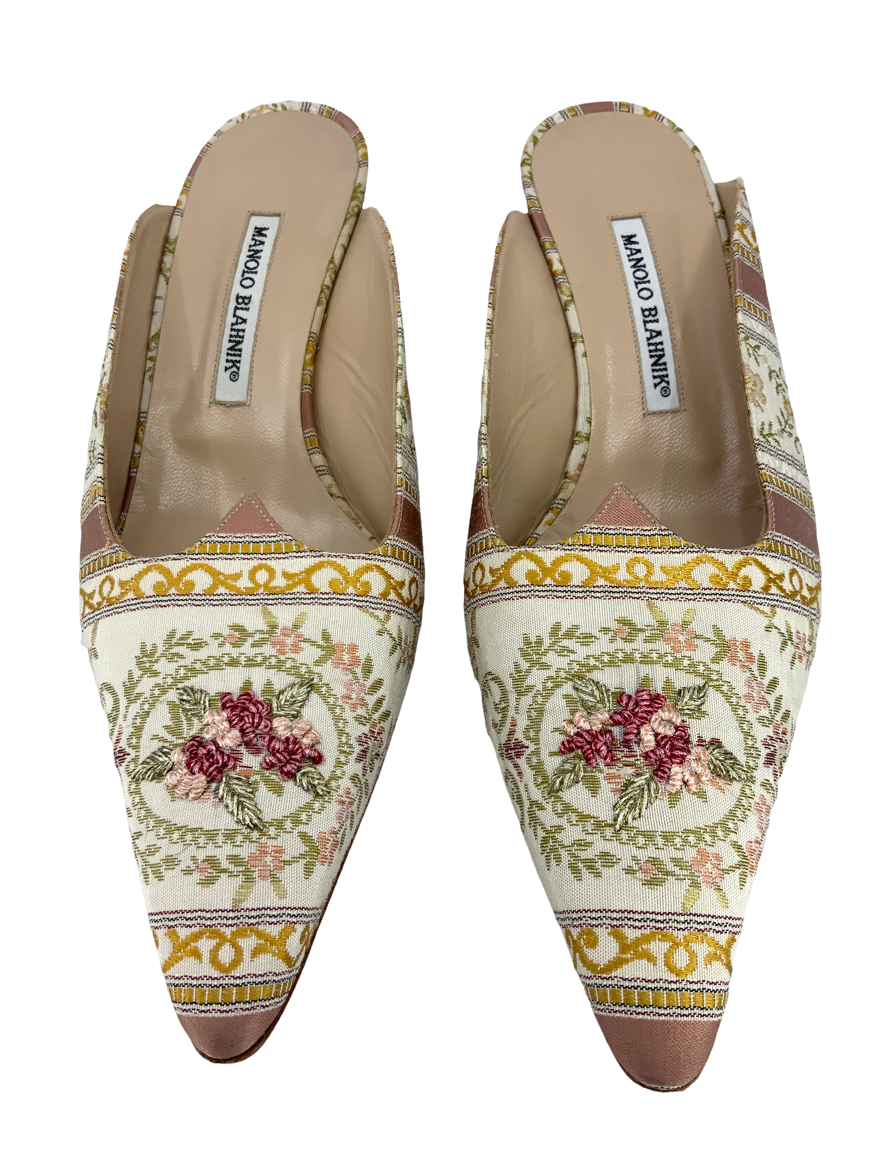 Manolo Blahnik Floral Embroidered Mules for Women - Size 11 (US) | Comfortable Slip-On Shoes for Casual Outings, Date Nights & Office Wear