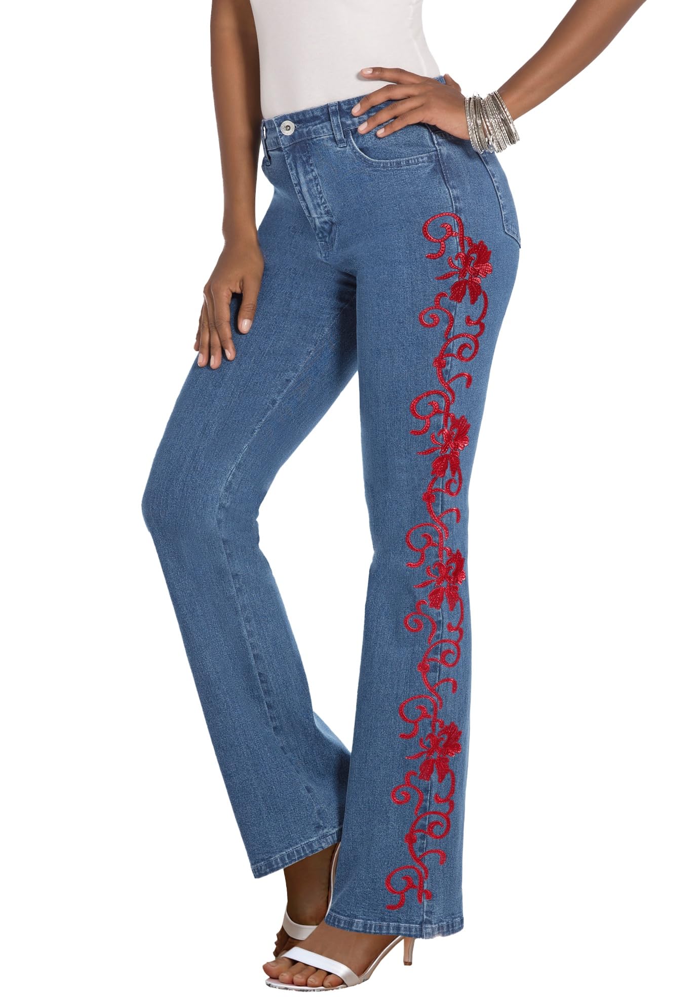 Roaman's Women's Plus Size Whitney Jean with Invisible Stretch - Comfortable Stretchy Denim Pants for Curvy Women | Perfect for Work, Casual Wear & Everyday Outfits