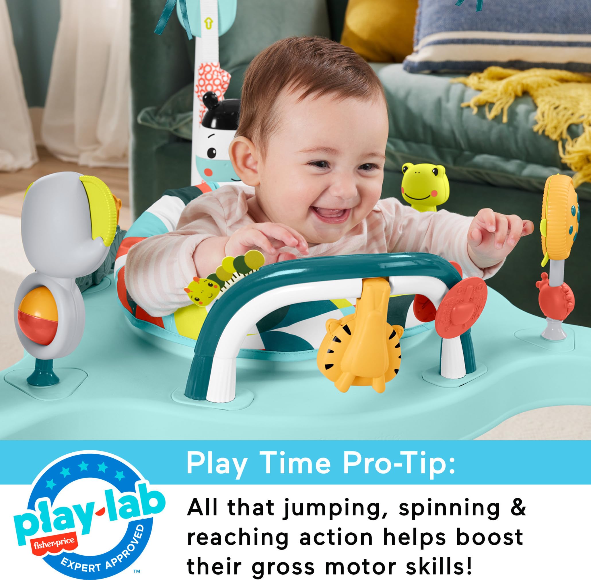 Fisher-Price Baby Bouncer Jumperoo Activity Center with Music, Lights, Sounds & Developmental Toys - Interactive Play Gym for Infants & Toddlers - Perfect for Playtime, Learning & Motor Skills Development