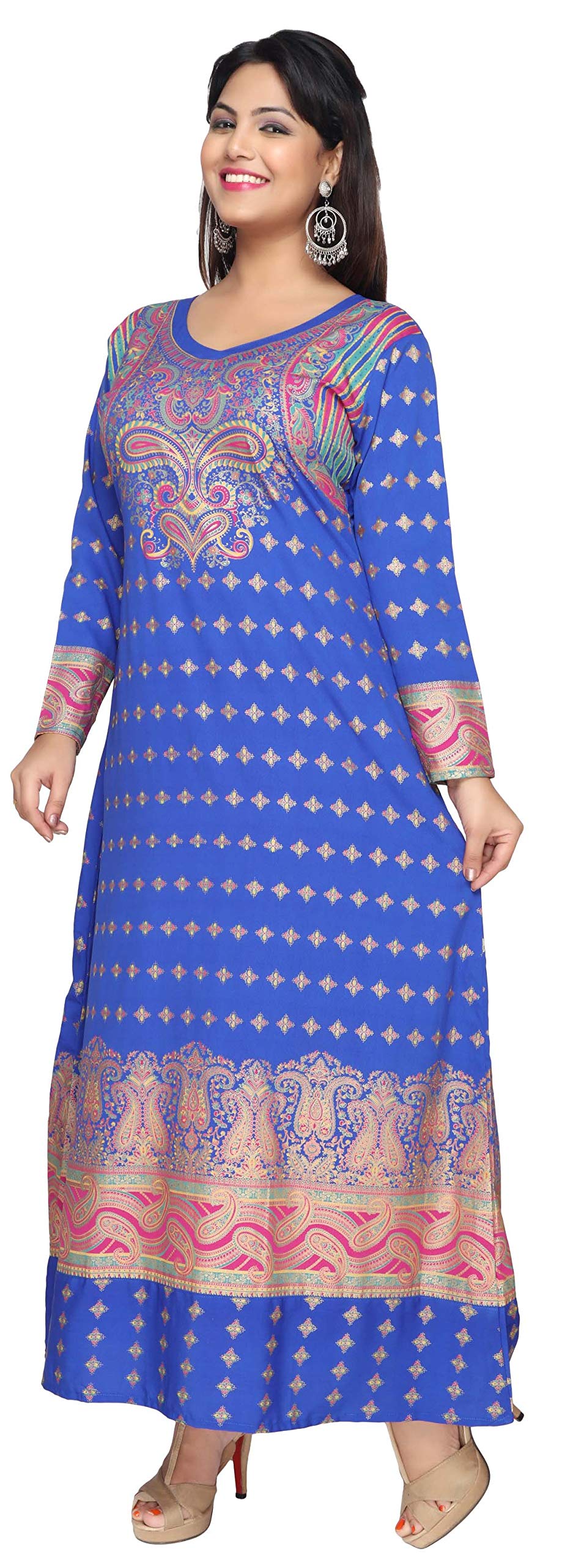 Stylish Maple Printed Women's Long Sleeve Kaftan Abaya Dress - Elegant Islamic Modest Fashion for Home, Mosque & Special Occasions