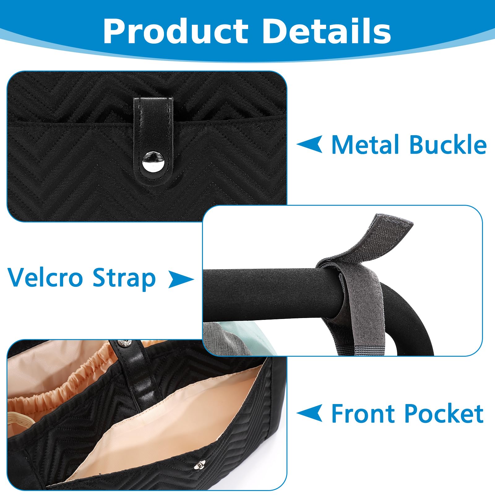 **Accmor Universal Stroller Organizer - Black Stroller Caddy Bag with Large Storage Pockets, Fits Uppababy, Baby Jogger, Nuna, Doona & Britax Strollers - Perfect for Diapers, Bottles & Toys On-The-Go**