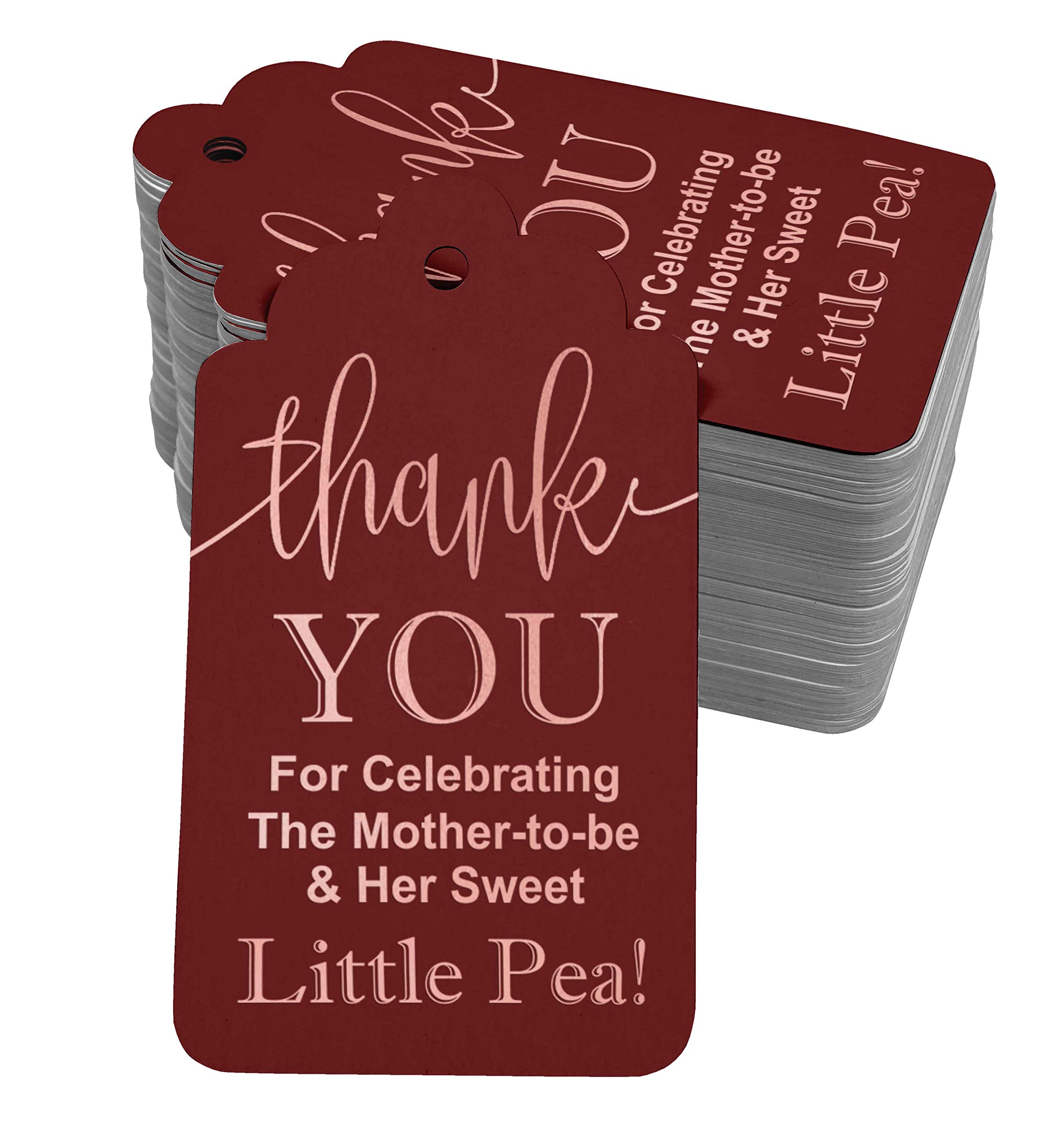 100pcs Rose Gold Foil Thank You Tags for Baby Shower Favors - Elegant Mother-to-Be Celebration Gift Tags - Perfect for Baby Shower Decorations, Wedding Favors & Party Invitations