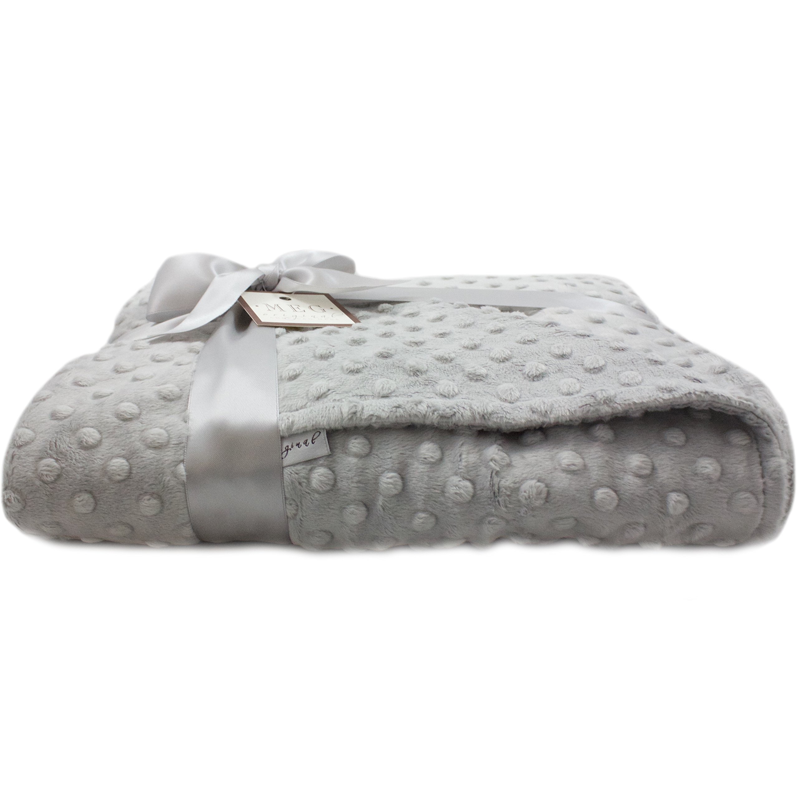 Soft Baby Minky Dot Blanket - Silver Gray for Crib & Nursery Comfort