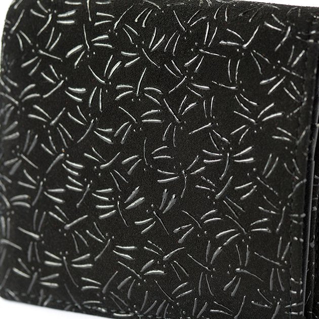 Premium Japanese Deerskin Leather Trifold Wallet with Urushi Lacquer - Dragonfly Gray Black - Handmade in Japan - Perfect for Men's Business & Formal Occasions