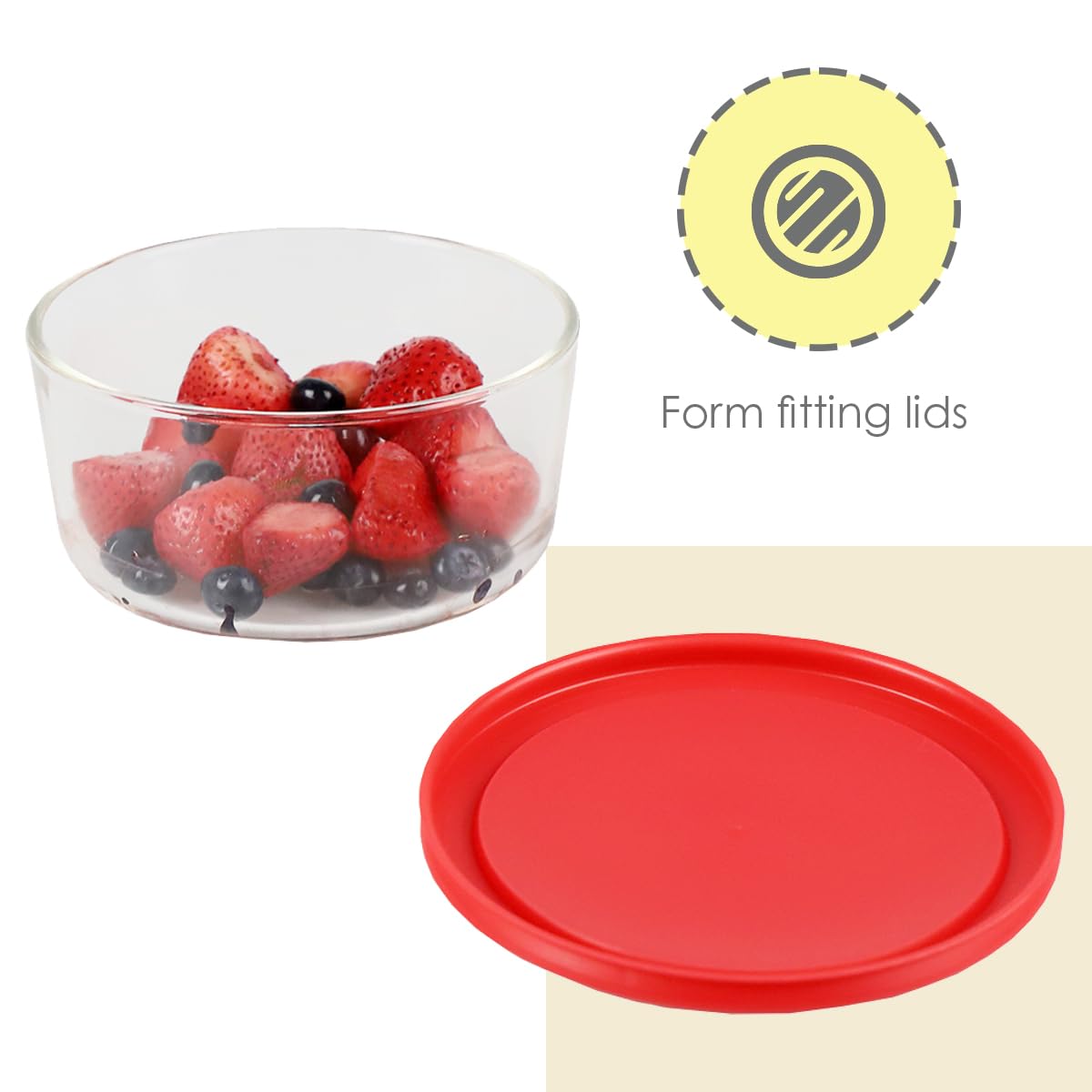 Borosilicate Glass Food Storage Container with Airtight Red Lid - 32 oz Round Kitchen Organizer for Meal Prep, Leftovers & Pantry Storage - BPA-Free, Microwave & Dishwasher Safe