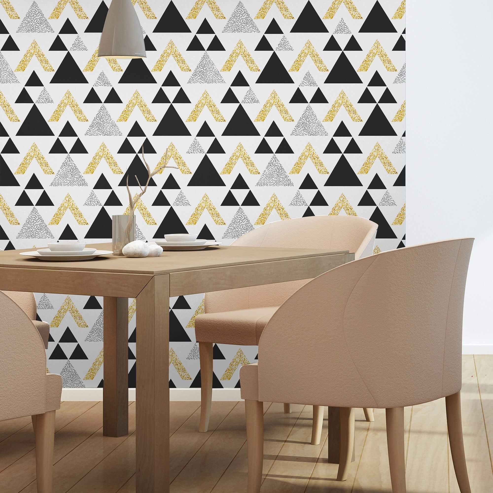 Beige Triangles Geometric Peel and Stick Removable Wallpaper - Self-Adhesive Decorative Wall Covering for Bedroom, Living Room & Nursery Decor