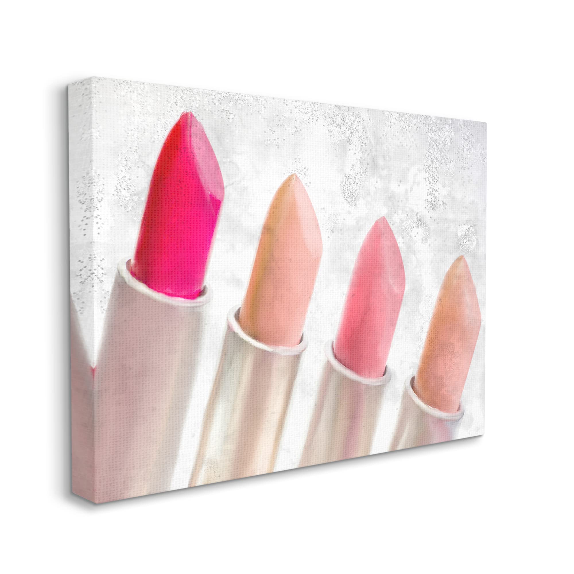 Stupell Industries Stylish Lipstick Assortment - Dazzling Glam Makeup Canvas Wall Art by Kim Allen - Perfect for Beauty Salon Decor, Makeup Studio & Glam Room Wall Decor