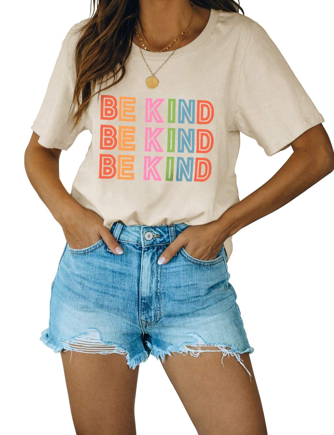 Blooming Jelly Women's Be Kind Graphic T-Shirt - Short Sleeve Loose Fit Casual Tee for Summer | Cute Funny Teacher Outfit & Everyday Wear