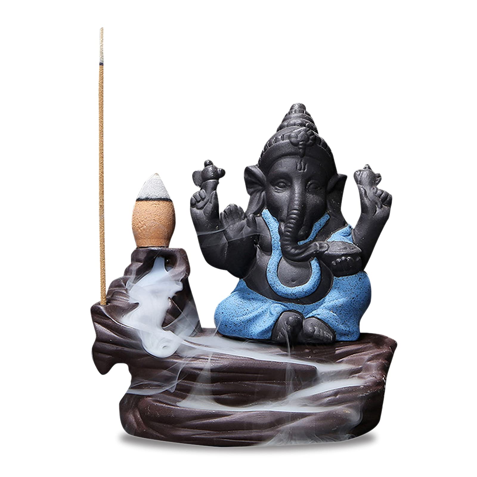 Ganesha Backflow Incense Holder - Elegant Ceramic Incense Cone Burner for Home, Office & Meditation | Spiritual Decor, Yoga Room Accessory, Gift for Meditation Lovers