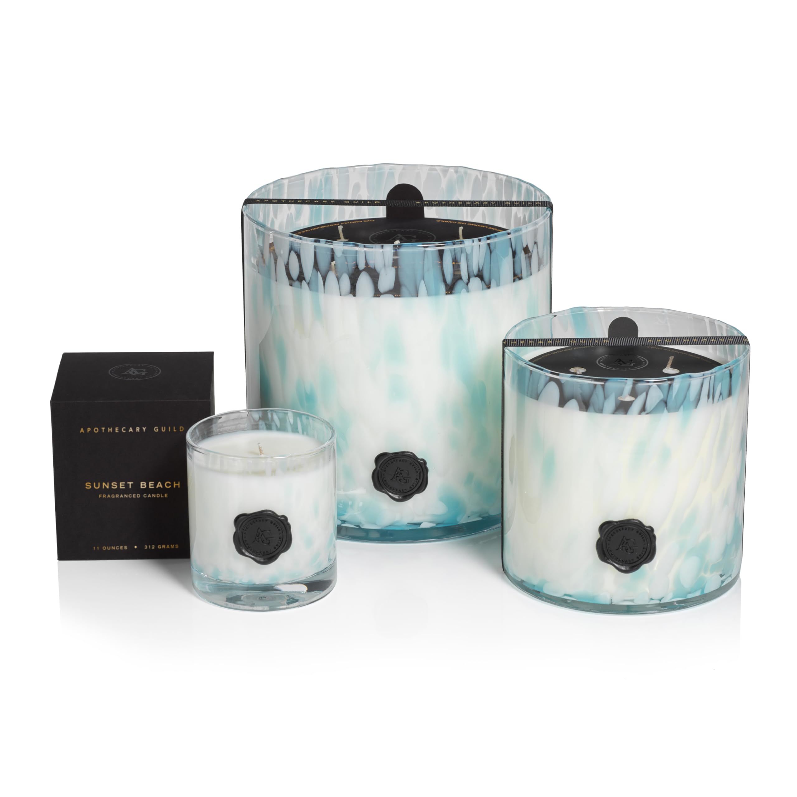 Zodax Apothecary Guild 3-Wick Large Scented Candle - Opal Glass Jar Home Decor - Sunset Beach Fragrance (50.02 Oz) - Perfect Gift for Women & Men - Ideal for Living Room, Bedroom, Bathroom & Spa Relaxation