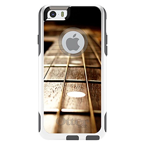 DistinctInk iPhone 6 Plus / 6S Plus Case (5.5 Inch) - Durable Protective Cover with Guitar Strings Design - White & Grey Replacement for OtterBox Commuter - Perfect for Music Lovers & Daily Use