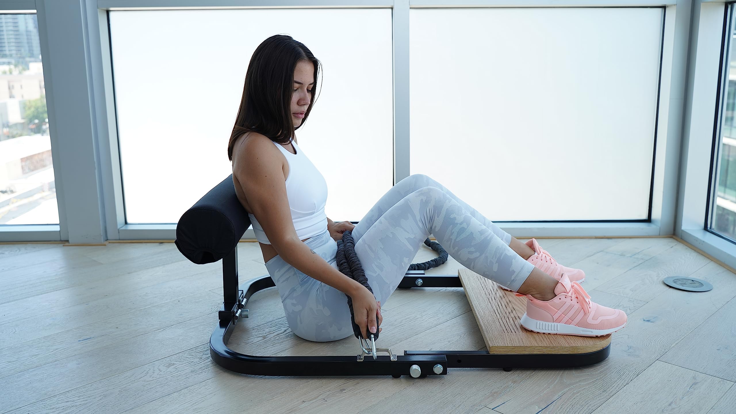 BootySprout Hip Thrust Machine for Glute Workouts - Adjustable Home Gym Equipment with 45, 90 & 135 Lbs Resistance Bands - Perfect for Strength Training, Booty Building & Home Fitness Routines